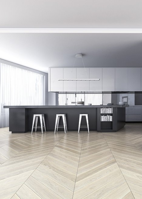 FertigDeska Chevron Dab Color Bianco olejowosk
